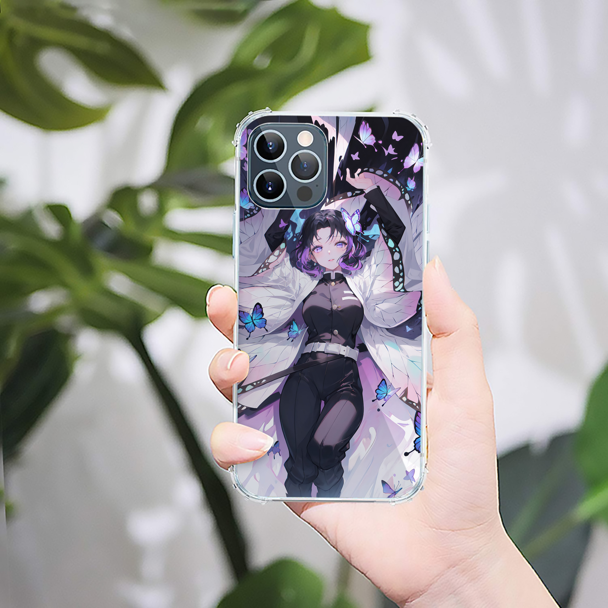 （画像用） 鬼滅の刃（きめつのやいば）蟲柱-胡蝶 しのぶ／こちょう しのぶ Kochou Shinobu 【iPhone 12シリーズ対応】透明スマホケース（クリアソフトケース）